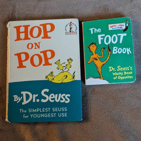 Vintage Dr Seuss Foot Book And Hop On Pop Childrens Kids Books Set of 2 - Picture 1 of 12